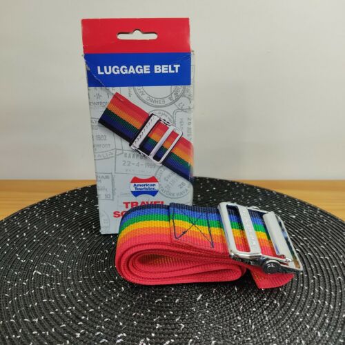 Rainbow Design Luggage Belt Strap 72" Vintage 1993 American Tourister New
